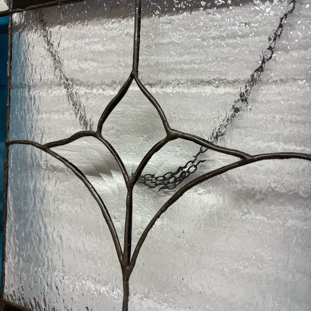 Vintage Blue and White Stained Glass Panel, Suncatcher or Wall Hanging - Picture 4 of 9